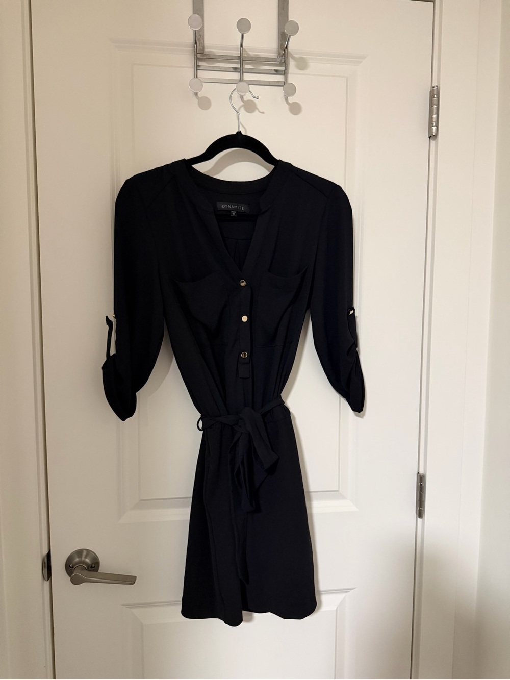 Dynamite Black V-Neck Button Blouse